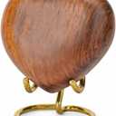 Round Cremation Urns Box for Ashes | Large Burial Funeral Urns for Pets or Human Ashes | Wooden Memorial Keepsake Urns Box for Loved Ones Ashe Storage (Brown Plain) (Keepsake Heart Urn)