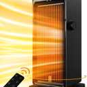 Space Heater, 1500W Space Heaters for Indoor Use Electric Heater for Bedroom, ECO Thermostat 90 Oscillating 24H Timer, Fast Heating, Remote Control, Safe for Home Office Room, Black 
