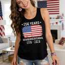 MNLYBABY 250 Years American Anniversary Tank Top Women 4th of July Patriotic Sleeveless Shirt American Flag Tops (Black, M)