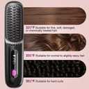 Go Brush Pro Portable Cordless Hair Straightener Brush for Travel, 30s Fast Heat for Instant On-the-Go Styling, 3 Adjustable Temperature Settings for All Hair Types,Midnight Black