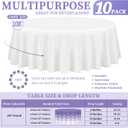 Showgeous 10 Pack White Round Tablecloth 108 Inch Polyester Table Cloth for Tables - Washable Decorative Fabric Covers for Wedding, Dining, Party, Banquet, Buffet