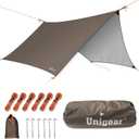 Unigear Hexagon Hammock Rain Fly,15x14FT/12x10FT Multifunctional Waterproof Camping Tarp,Lightweight and Compact Tent Tarp for Backpacking, Hiking, Traveling (Brown)