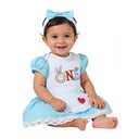 LATOBREATH Toddler Baby Girls Princess 1st Birthday Alice Outfits Dress Romper With Headband Skirt Photo Props（12-18 Months）