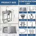 Outdoor Sink with Hose Hook Up, Free Standing Stainless Steel Utility Sink, Single Bowl Portable Sink Hand Wash Station for Camping, Backyard, Garden, Kitchen, Garage