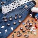 uxcell 60 Sets Rhinestone Rivets, 11mm Leather Rivets Crystal Rivets Stud Rapid Double Cap Rivets for DIY Leather Craft Fabric Clothes Belt Bags, Dark Blue