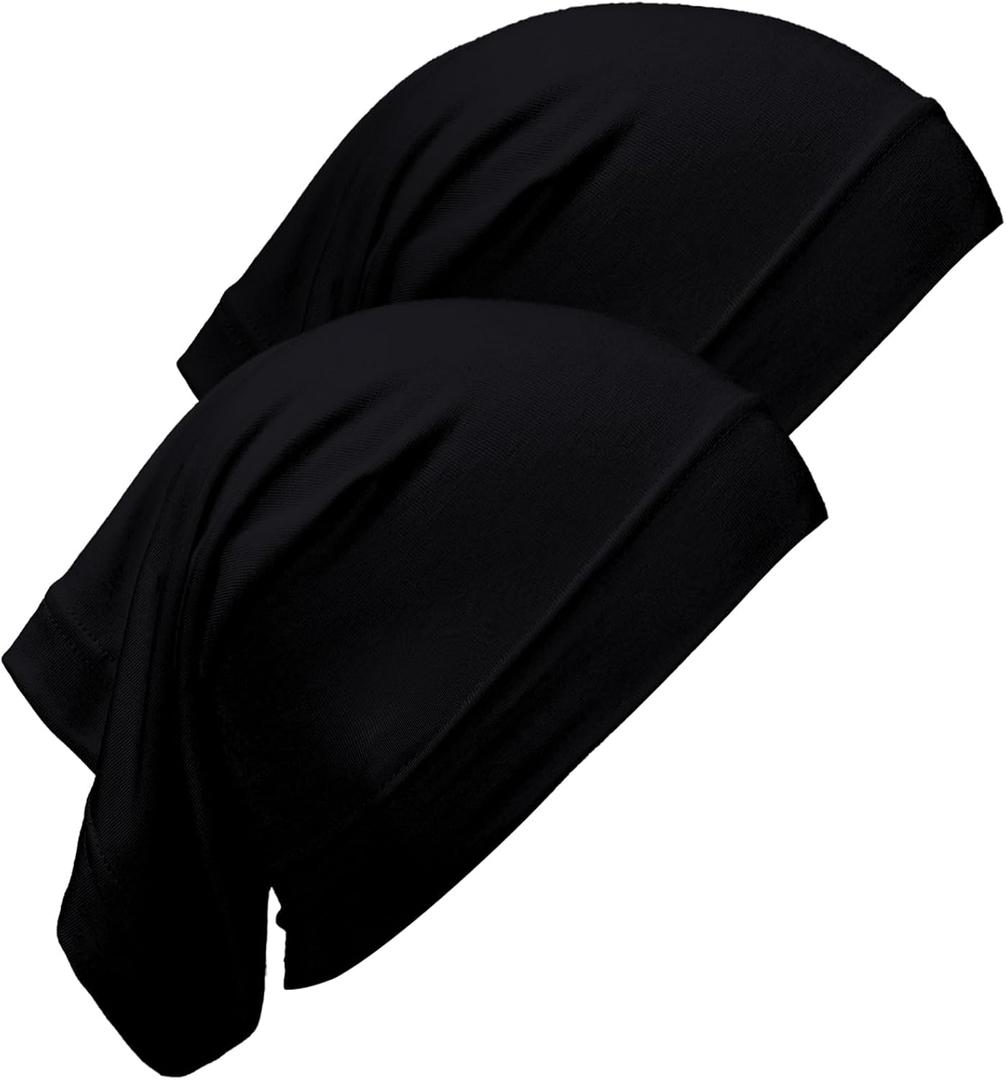 Loopeer 2 Pcs Hijab Undercaps No Slip for Women Islamic Muslim Hijab Cap Scarf for Turban Tube Neck Cover (Black)
