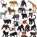 Animals Figures,24 Pcs Realistic Animal Toy Set with Lion,Panda,Monkey,Zebra,Tiger,Elephant,Giraffe etc,Cake Toppers Birthday Gift for Kids