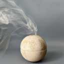 9 Holes Handmade Natural Marble Round Incense Burner Holder for Meditation Decorative Room/Kitchen/Coffee Shop (Beige Travertine Stone)