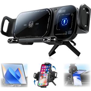 Wireless Charging Rotating Car Mount,360 Rotation,High Intelligent Mobile Phone/Pad Holder,2 in 1 Auto Rotating Phone Holder,15W Fast Wireless Mount Charger with Auto Clamping(Black)
