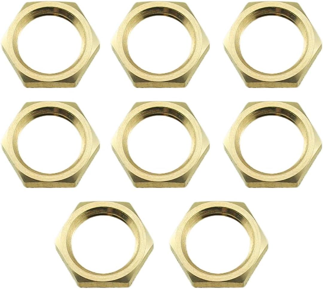 RLECS 8PCS 1/4 Female Thread Brass Pipe Fitting Hexagonal Lock Nut Tap Water Tank Fastening Nuts for Connecting or Fixing Threaded Pipe