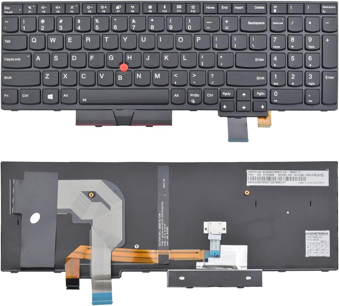 Replacement Keyboard Compatible with Lenovo IBM ThinkPad T570 T575 T580 P51S P52S 01ER582 01ER541 SN20M07934 01HX219 01HX259 SN20P41561 with Backlit
