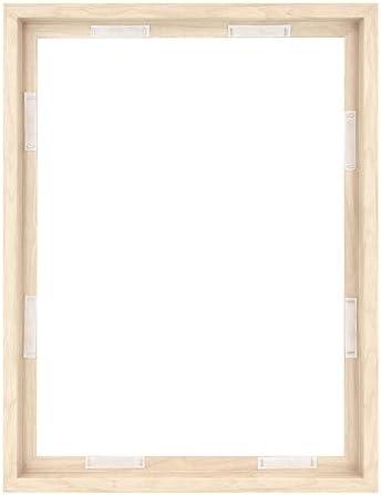 MCS Canvas Float Frames 18x24 Frame, Natural Woodgrain for Finished Canvases, Vertical & Horizontal Wall Hanging Large with Adhesive for Canvas Paintings (1-Pack)