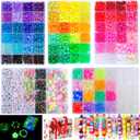 SJZWSD Kandi Beads Bulk Pony Beads Kit 3600+ Pcs, Rave Bracelet Making Set with Glow in The Dark, 96 Colors UV Star Heart Flower Alphabet Letters for Girls Kids Teens DIY Gift