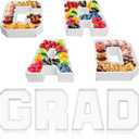 Grad Charcuterie Fillable Grad Cardboard Letter Snap on Splicing Box White Graduation Themed Fillable Foam Board Candy Snack Trays for Graduate Party Decorations Supplies