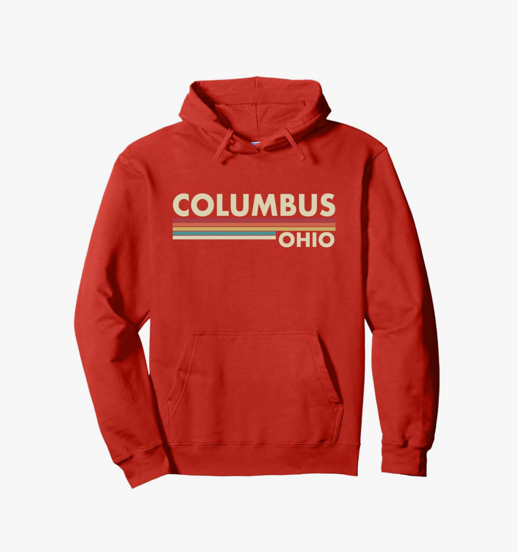 Columbus - Ohio - Vintage / Retro Stripes - Classic Pullover Hoodie Size L