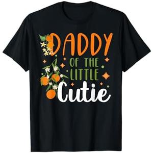 Daddy Little Cutie Baby Shower Orange 1st Birthday Party T-Shirt (XL, Black)