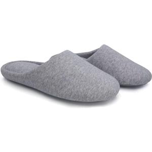 ofoot Women's Memory Foam Cotton House Slippers for Summer - Comfortable, Washable Indoor Bedroom Shoes with Non-Slip Rubber Outsoles (9-10, Grey)