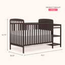 Dream On Me Anna 3-in-1 Convertible Crib and Changer, GREENGUARD Gold, 70.5"L x 30.3"W x 41.8"H