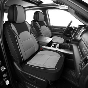 GXT Custom Fit Toyota Tacoma Seat Covers, Front & Rear Waterproof Leather Car Seat Covers, Car Seat Cushion Fit for 2016-2023 Toyota Tacoma Double/Crew Cab(Black and Grey)