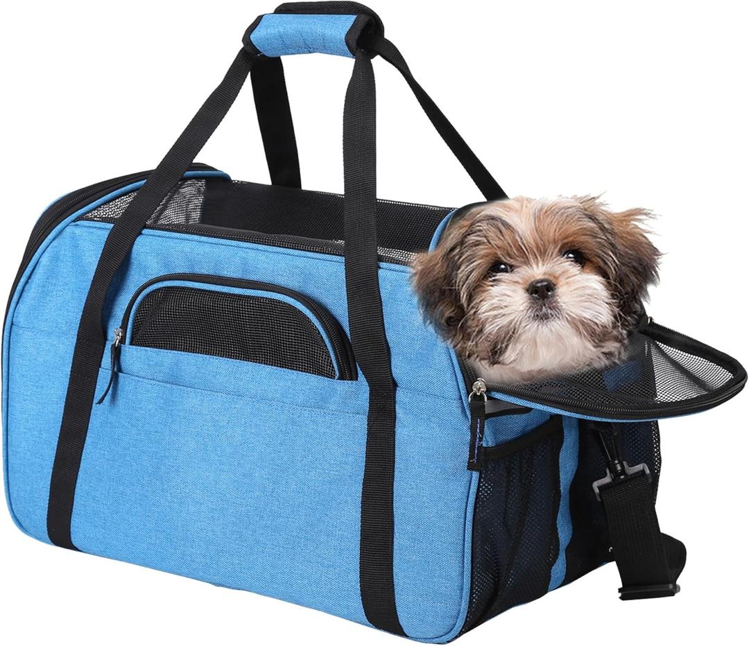 Dog Purse Carrier for Small Dogs, Soft-Sided Tote Bags with Pocket Dog Travel Supplies Portable Dog Sling with Anti-Slip Bottom (Turquoise-17in)