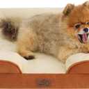 Bedsure Small Orthopedic Dog Bed - Washable Bolster Dog Sofa Beds for Small Dogs, Supportive Foam Pet Couch Bed with Removable Washable Cover, Waterproof Lining and Nonskid Bottom Couch, Caramel (24.0"L x 18.0"W x 6.0"Th, Ember Clay)