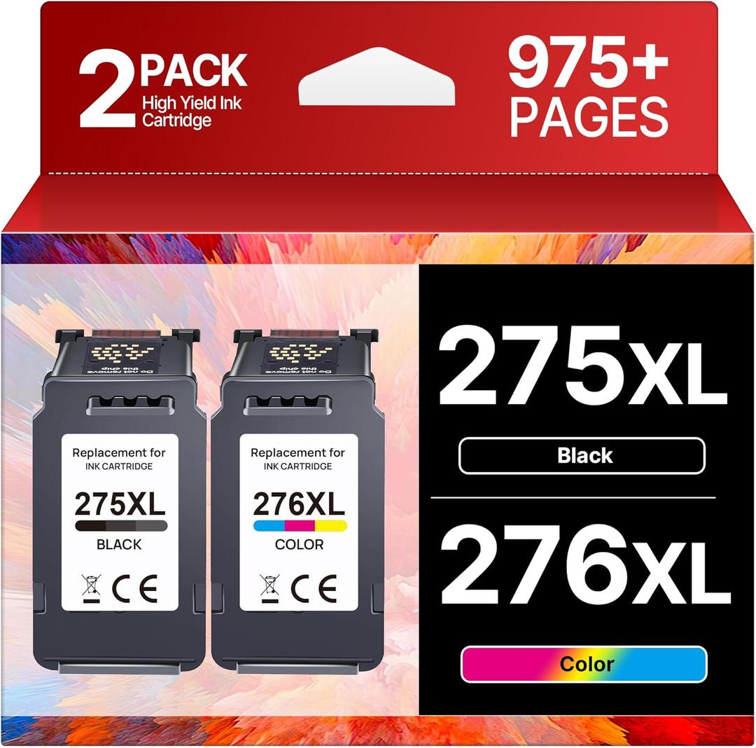 PG-275XL CL-276XL Replacement for Canon 275 and 276 Ink Cartridges for Canon Ink 275 and 276 275XL 276XL Combo Pack Use to PIXMA TR4720 TS3522 TR4700 TS3722 TS3500 TS3520 TS3720 TR4722 (2 Pack)