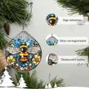 Set of 3 Christmas Tree Ornaments, Stained Glass Style Hanging Decorations and Acrylic Window Suncatchers, Hummingbird, Butterfly and Bee Designs, for Women Mom