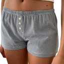 Womens Y2K Pajama Shorts Low Waist Striped Floral Lounge Boxers Pj Bottoms Comfy Sleep Shorts (Small)