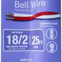 Southwire 18/2 Red/White Bell Wire - Reliable Door Bell Accessory - Flexible Stranded Copper Wire - UV Resistant Wire for Indoor & Outdoor Low Voltage Use - 25'