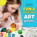 JOYEZA Rock Painting Kit Deluxe, Arts and Crafts for Girls Boys Age 6+, 12 Rocks Tween Gift Art Set, Waterproof Paints, Craft Kits Art Supplies, Kids Crafts Ages 6-8, Kids Activities 6 7 8 9 10 (Original)
