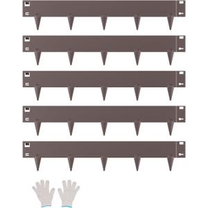 VEVOR Steel Landscape Edging, 5 Packs 39 x 4 in Rust-Resistant Metal Landscape Edging, Bendable Garden Edging Border, Heavy Duty Lawn Edging, Easy-to-Install, Flower Bed Yard Pathway Divider Brown