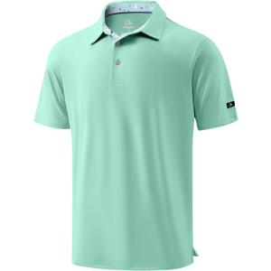 Obla Mens Golf Shirt Short Sleeve Dry Fit Collared Polo Shirts (Green, XL)