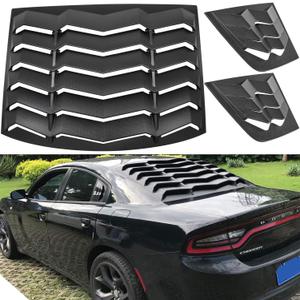 Rear Side Window Louvers for Dodge Charger 2011 2012 2013 2014 2015 2016 2017 2018 2019 2020 2021 2022 2023 Windshield Sun Shade Rain Cover GT Lambo Style ABS (Matte Black)