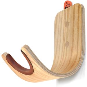Plywood Guitar Wall Mount Holder with Pick Slot on top, Modern and Unique Design Guitar Hanger for Bass Acoustic Electric Guitars Ukulele Folk Violin Mandolin Banjo Skateboard Stand (Oak)