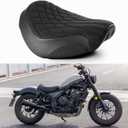 Motorcycle Front Rider Solo Seat Silicone Cushion Black Stitching Diamond Pattern Compatible with Rebel 300 CMX300 Rebel 500 CMX500 2020-2025