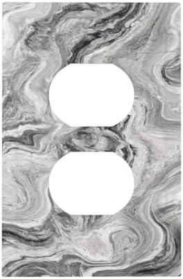 Beautiful Grey Marble Texture Simple Abstract Print Outlet Covers 1 Gang Duplex Light Switch Cover Decorative Switch Plates Electrical Receptacle Faceplate Wall Plate for Bathroom Kitchen Decor