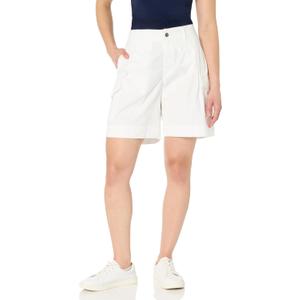 Nautica Women's Bermuda Pleated Cargo Shorts (8, Bright White)