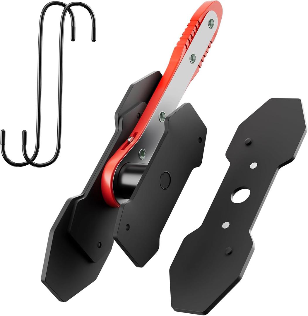 Brake Caliper Compression Tool, Caliper Piston Compressor Tool With Additional 2 pcs Large Steel Plate and 2 Hooks, 360Adjustable Brake Caliper Tool for Single Twin Quad Piston Calipers (Red)