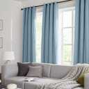 100% Blackout Curtains for Bedroom, Double Layer Blue Curtains, Black Out Curtain 84 inch Long with Sheer Overlay for Living Room, Room Darkening Window Drapes with Grommet, 52" W x 84" L
