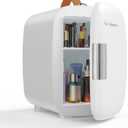 NEWBULIG Mini Fridge for Bedroom, Office & Car, Portable 4L/4.23QT Mini Refrigerator for Skincare with Handle, Ultra-Quiet Energy-Saving Compact Cooler for Drinks, Food, Skincare & Makeup, 12V AC/DC