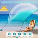 Beach Tent Sun Shelter UPF50+ with Sandbags, Sand Shovel & Windproof Poles - Portable Pop Up Canopy for Beach, Camping, Picnics, Backyard & Fishing (Cyan,6.9x6.5FT)