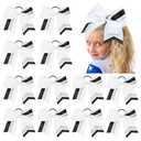 12PCS Cheer Bows Bulk Glitter Cheerleading Bows Girls Hair Bows White Black Cheer Bows Elastic Band Ponytail Holder for Cheerleaders Teen Girls College Sports Competition