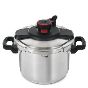 T-fal Clipso Stainless Steel Pressure Cooker, 6.3 Quart, Recipe Book, Steam Basket, Easy-Open Lid, Secure Locking System, Adjustable Pressure Valve, Induction Cookware, Pots and Pans, Kitchen, Silver