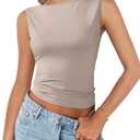 Imily Bela Womens Going Out Casual Tank Tops 2025 Trendy Summer Basic Sleeveless Backless T Shirts Cute Slim Fit Y2K Tee (Large, Grey)