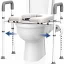 Raised Toilet Seat with Handles - 400 lbs Toilet Seat Riser for Seniors, Handicap and Disabled, Adjustable Elevated, Fit Any Toilets, NEW (Medium, Dark Grey)