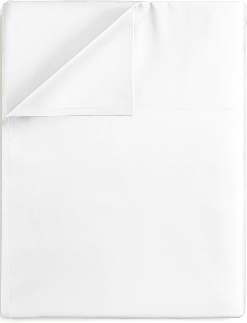 Twin XL Size Flat Sheet - Hotel Quality Top Flat Bed Sheet Only - Ultra-Soft, Breathable & Cooling - Fade & Wrinkle Free - Easy-Care, Stain & Shrink Resistant Bedding - Easy-Fit and Oeko-Tex - White (01 - White)