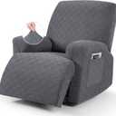 VANSOFY Oversized Recliner Chair Cover, 4-Pieces Stretch Recliner Covers for Recliner Chair Soft Reclining Chair Slipcover Jacquard Pattern Furniture Protector for Dogs Cats(Dark Gray)