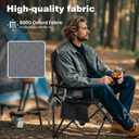 LET'S CAMP Oversized Outdoor Folding Camping Chair, 2 Pack Heavy Duty Arm Chairs with Cup Holder and Storage Bag, 350 LBS Weight Capacity, Grey