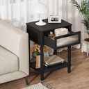 Nightstand Wooden Bedside Table with Drawer Black Night Stands Modern Style Small End Table Side Table with Storage Shelf for Bedroom Living Room MLBZ10B