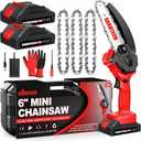 BEST Mini Chainsaw 6 Inch, Gardtech Cordless Portable Electric Chain Saw Handheld Electric Chainsaws with 2025 Upgraded 4 Chains 2 Batteries Good for Olders, DIYer, Gardeners Continuously 2 Hours Work
